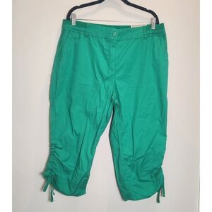 Chico's Collection Women's Green Capri Pants 3P (XL) Drawstring Hem Stretch NWT